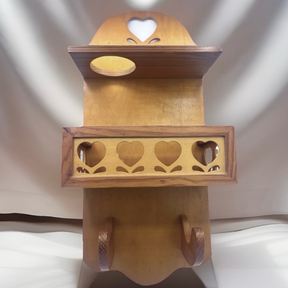 Vintage Pressed Wood Heart Cut Out Shelf Farmhouse, Cottagecore